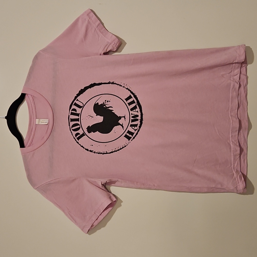 POIPU HAWAI'I Pale pink short sleeve  rooster graphic Med. Vacay Beach Souvenir